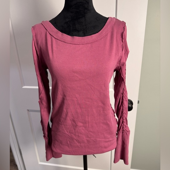 FREE PEOPLE  We The Free Daisy Ribbed Braided Cotton top Dreamy Mulberry - Picture 4 of 10